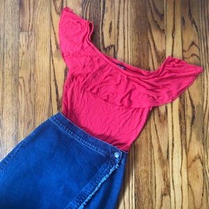 EXPRESS red ruffle leotard